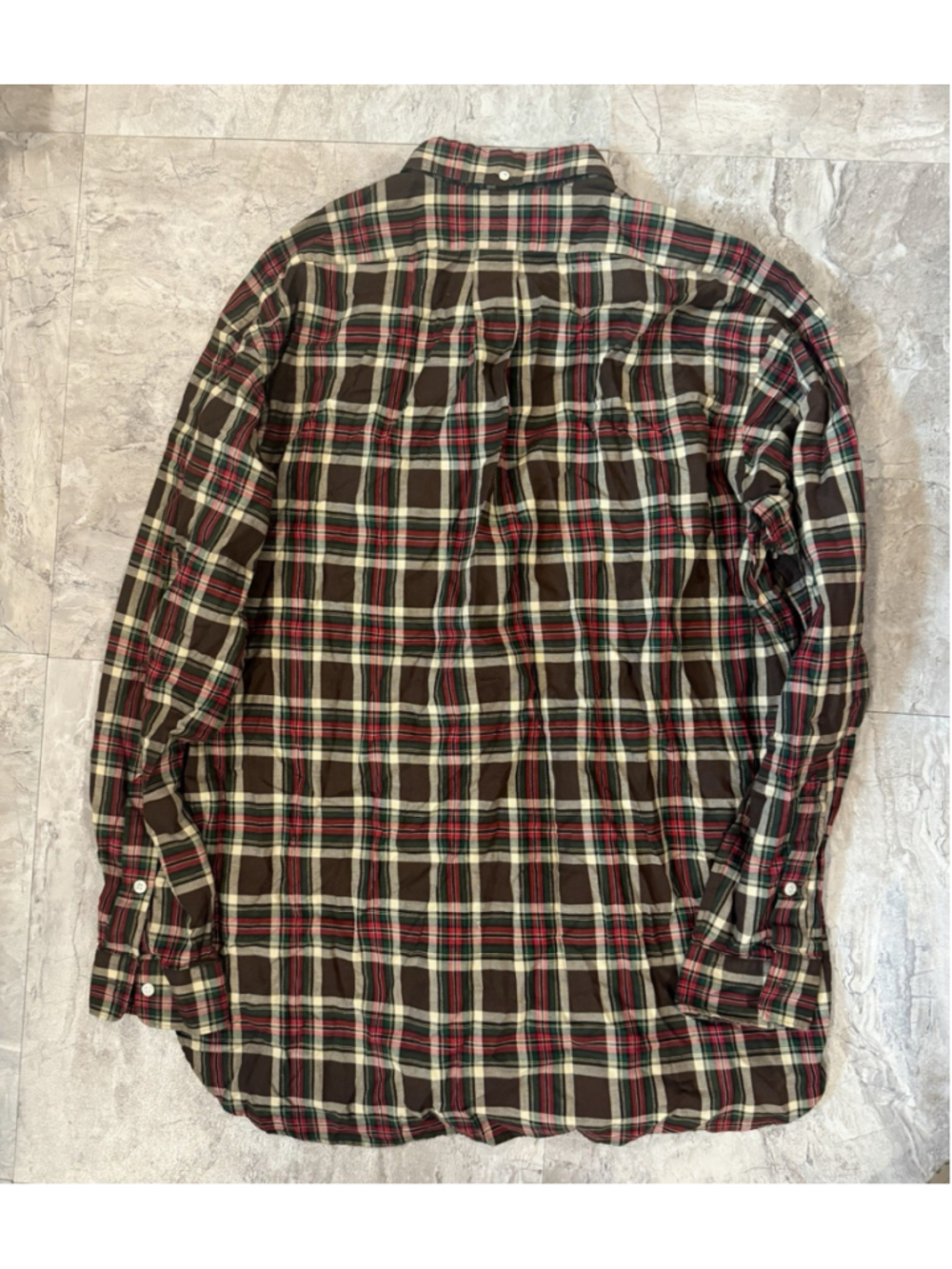 VTG POLO RALPH LAUREN Mcmeel Brown And Red Plaid Cotton Button Down Blue Logo L - Picture 5 of 5